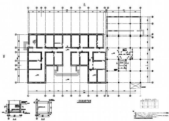 4层砌体结构办公楼加固CAD施工图纸(平面布置图) - 1