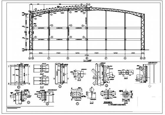 3层钢管桁架框架厂房结构设计方案CAD图纸 - 1