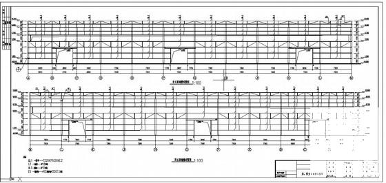 两联跨门式刚架厂房结构设计方案CAD图纸 - 1