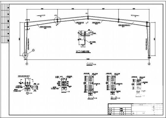 22米跨门式刚架厂房结构设计方案CAD图纸 - 1
