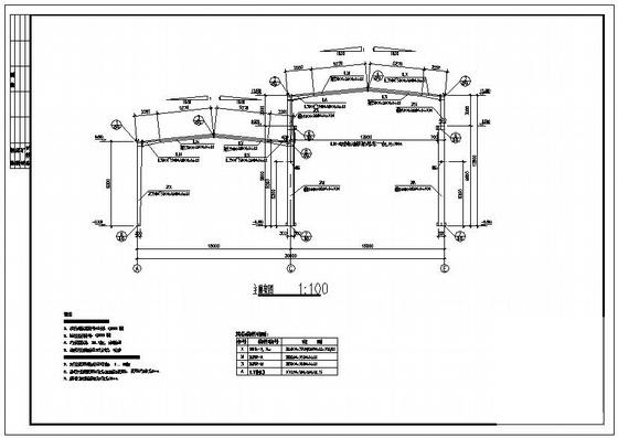两联跨门式刚架厂房结构设计方案CAD图纸 - 3