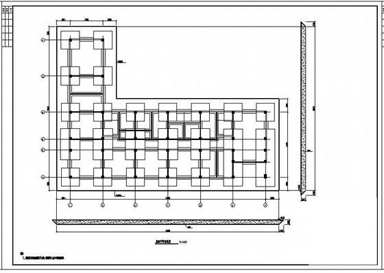 8度抗震3层框架办公楼结构CAD施工图纸(平面布置图) - 1