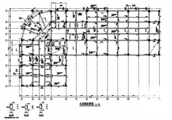 7度抗震8层框架办公楼结构CAD施工图纸(基础平面布置) - 2