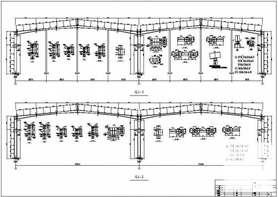 55m×55m双跨5t吊车钢结构厂房结构设计CAD图纸 - 3
