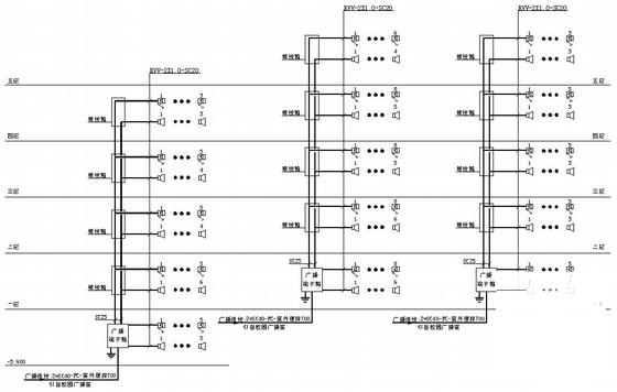框架结构独立基础学校5层教学楼电气CAD施工图纸(综合布线系统) - 4
