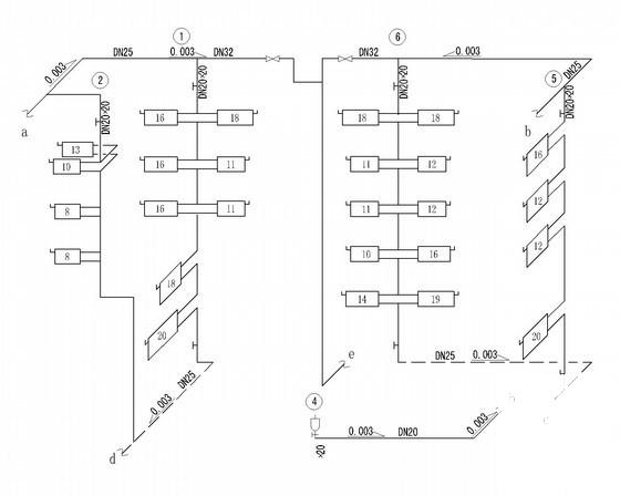 5层住宅楼散热器采暖系统设计CAD施工图纸（给排水设计） - 2