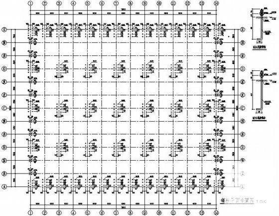 多层抽柱工业钢结构厂房结构设计图纸(平面布置图) - 1