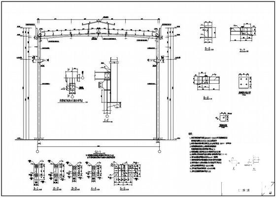 崇州市带吊车单层钢结构厂房结构设计方案CAD施工图纸 - 3