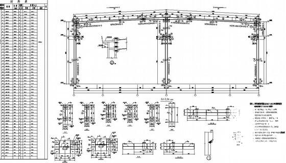 单层32米跨带吊车轻钢厂房结构设计图纸(平面布置图) - 3