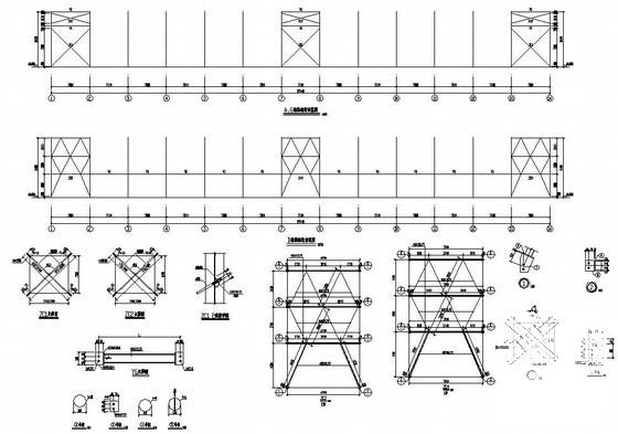 单层32米跨带吊车轻钢厂房结构设计图纸(平面布置图) - 4