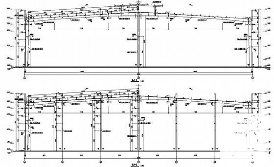 单层带气楼轻钢结构厂房建筑结构设计方案CAD图纸 - 3