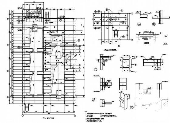 三跨钢结构厂房结构设计CAD图纸（高低跨）(平面布置图) - 3