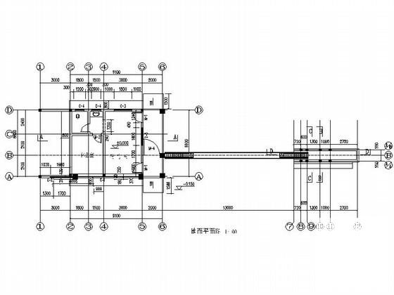 学校大门传达室建筑施工CAD图纸 - 3