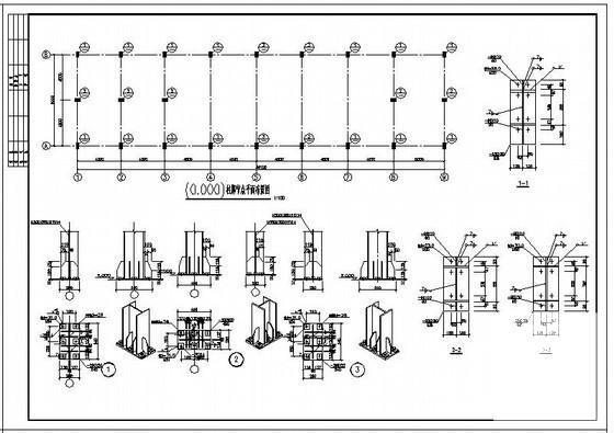 1层钢框架厂房结构设计方案图纸(平面布置图) - 2