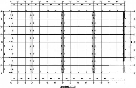 88米4联跨门式刚架带吊车厂房结构设计图纸(平面布置图) - 1