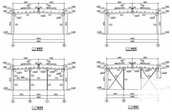 工业园带夹层厂房门式刚架厂房结构设计方案CAD图纸 - 4