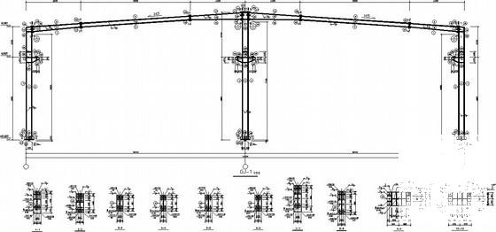 36米跨门式刚架带10吨吊车厂房结构设计图纸(彩色压型钢板) - 3