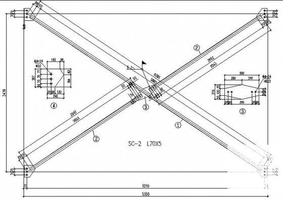 2层钢框架结构厂房CAD施工图纸(钢结构拆图纸) - 4