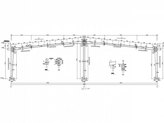 8米柱距18米跨度门刚厂房建筑结构图纸(平面布置图) - 4