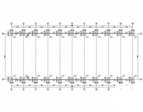 30m跨单层门式钢架结构厂房CAD施工图纸（建施）(基础平面图) - 1