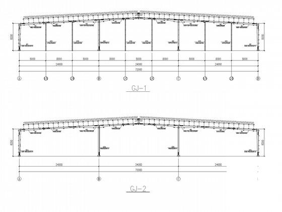 530米长，72米宽门式刚架厂房CAD施工图纸(建施、结施)(钢结构设计说明) - 1