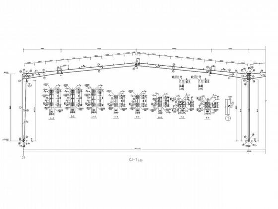 60米跨，204米长带夹层门式刚架厂房CAD施工图纸(建施)(单层钢结构) - 1