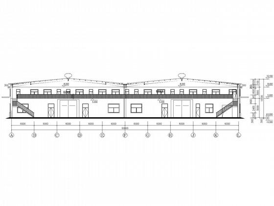 60米跨，204米长带夹层门式刚架厂房CAD施工图纸(建施)(单层钢结构) - 3