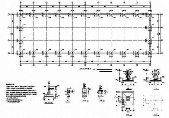 18米跨门式刚架钢结构厂房结构设计图纸(底层平面图) - 1