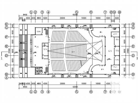 中学2层桁架结构礼堂建筑方案设计图纸（高12米）(平面图) - 3