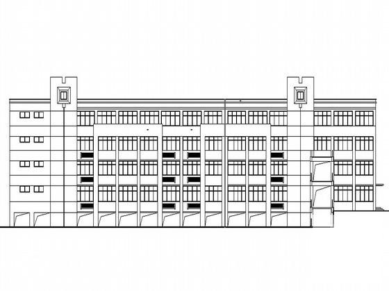 电视大学、广播专业学校新区教学楼建筑施工CAD图纸（高19米）(立面图) - 1