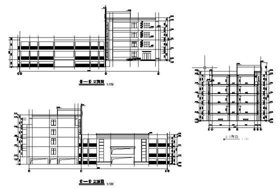 电视大学、广播专业学校新区教学楼建筑施工CAD图纸（高19米）(立面图) - 4