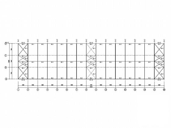 单层门式刚架轻型刚结构厂房CAD施工图纸(22X90)(平面布置图) - 3