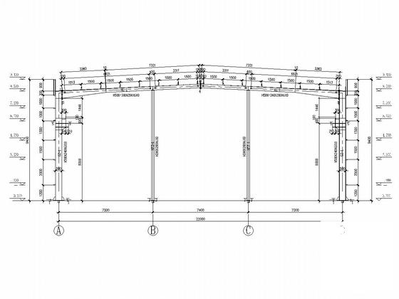 单层门式刚架轻型刚结构厂房CAD施工图纸(22X90)(平面布置图) - 4