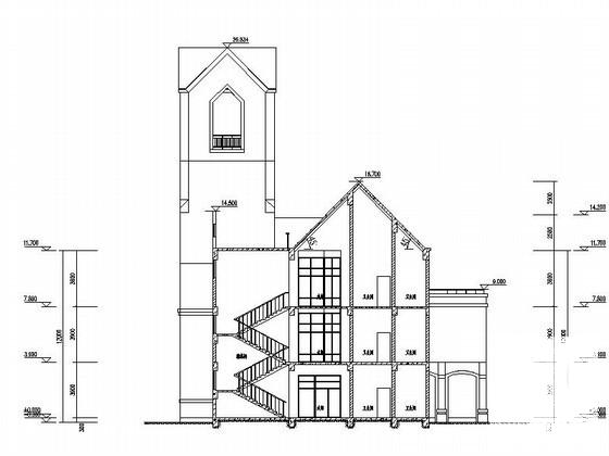 3层六班欧式风格幼儿园建筑方案设计图纸（高16.7米） - 2