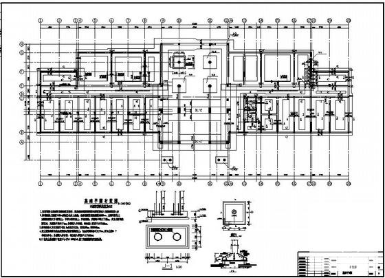6层框架厂房改造成酒店结构设计CAD图纸(基础平面图) - 1