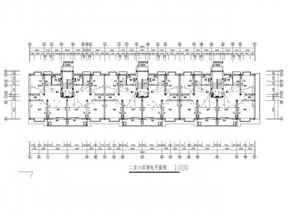 6层商业住宅楼电气CAD施工图纸（人防） - 2