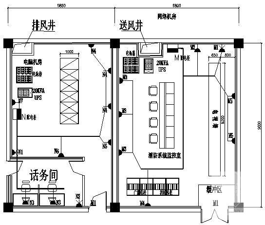 建筑弱电单层机房电气CAD施工图纸 - 3