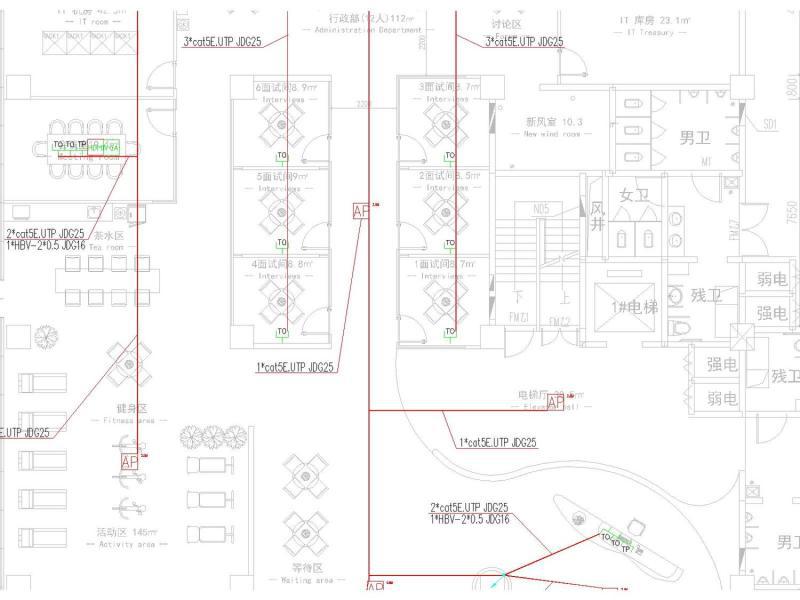5层豪华办公楼装修电气CAD施工图纸(弱电综合布线) - 3