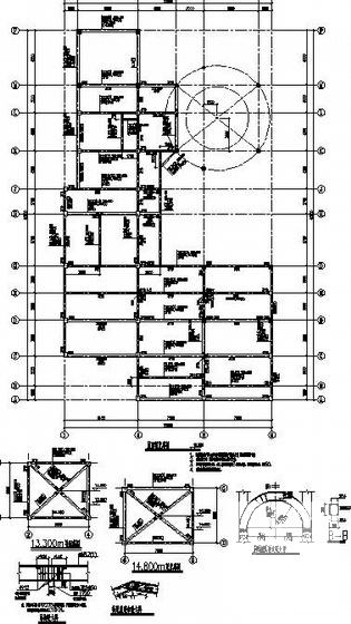 3层独立基础框架结构幼儿园结构设计CAD施工图纸(平面布置图) - 4