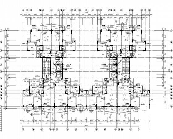 多层住宅楼电气CAD施工图纸（第三类防雷）(屋顶构架平面图) - 3