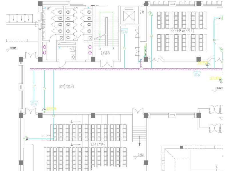 大学6层学院楼电气CAD施工图纸(设备布置图) - 2