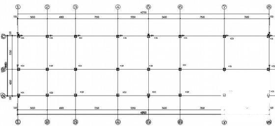单层独立基础框架配电室结构CAD施工图纸（7度抗震） - 1