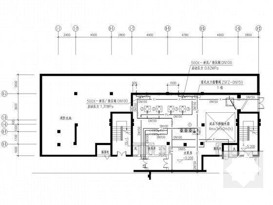17层商业住宅楼建筑给排水CAD图纸（地下室） - 4