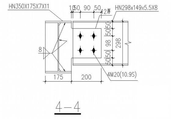 钢结构汽车4S店结构CAD施工图纸（7度抗震）(平面布置图) - 4