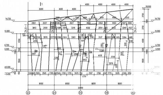 钢桁架结构会议中心办公楼结构设计CAD施工图纸(平面布置图) - 2