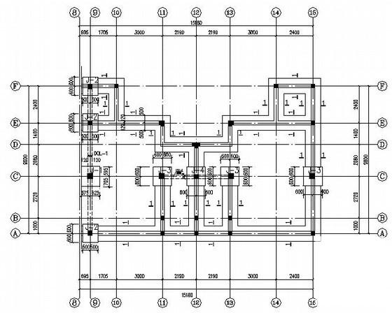 两层独立基础砖混别墅结构CAD施工图纸（7度抗震）(平面布置图) - 1