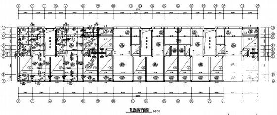 5层条形基础砖混住宅楼结构CAD施工图纸(平面布置图) - 2