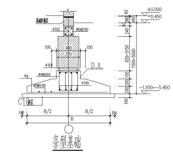 7层条形基础砖混结构住宅楼结构设计CAD施工图纸（6度抗震） - 4