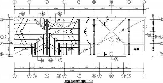 4层条形基础砖混结构住宅楼结构CAD施工图纸(平面布置图) - 2