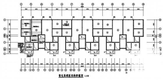 6层条形基础砌体结构住宅楼结构CAD施工图纸(平面布置图) - 2